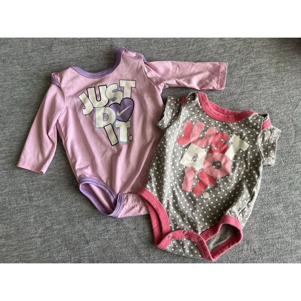 Nike Just Do It Baby Girls 3 Months Bodysuits 2 Piece 1 LongSleeve 1 ShortSleeve